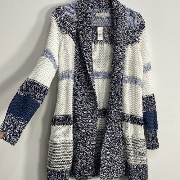 Loft Open Knit Cardigan Nautical Women's XS - Picture 6 of 14